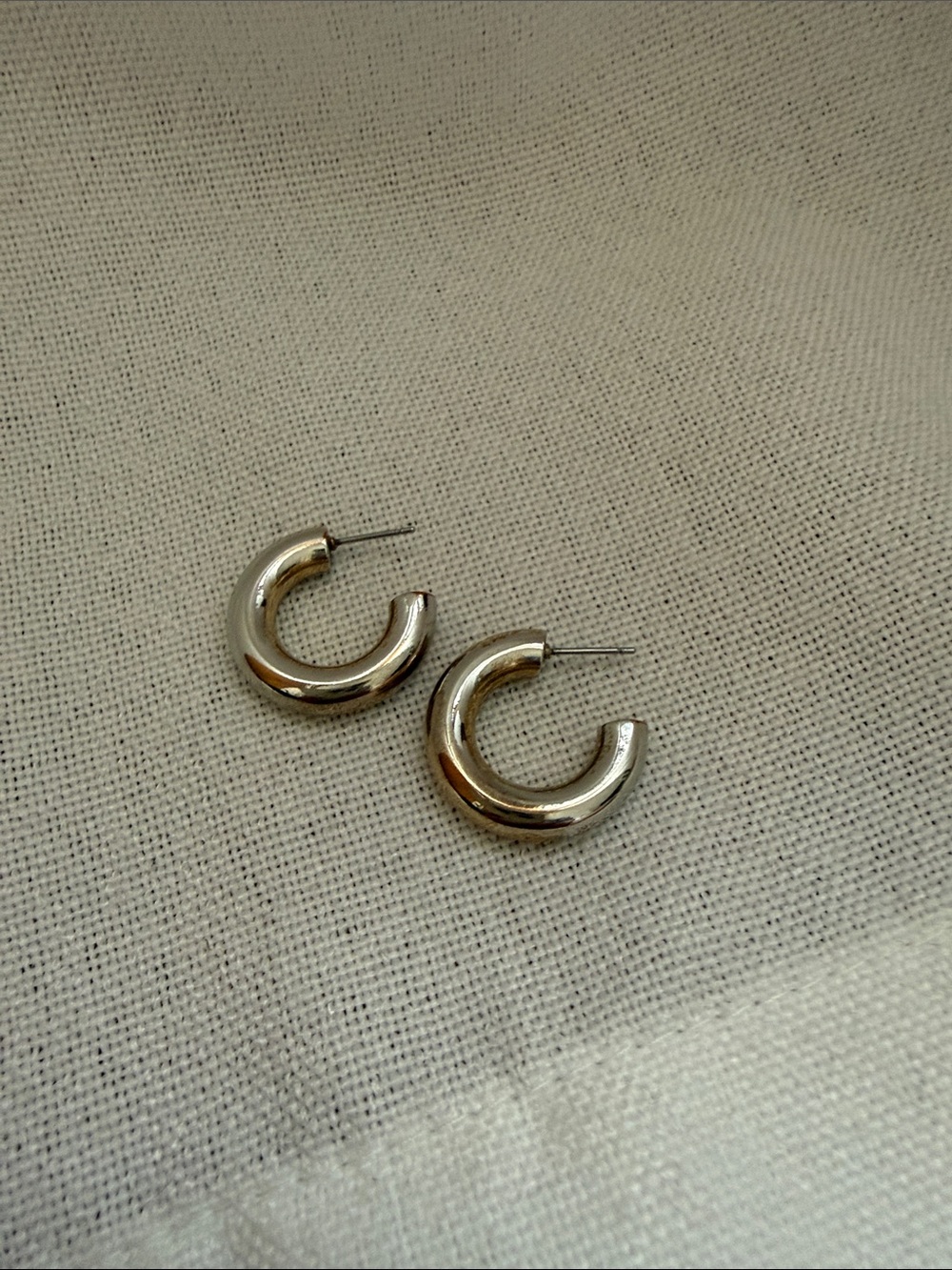 Tarnished Gold Silver Chunky Hoop Earrings - Classic Women Jewelry